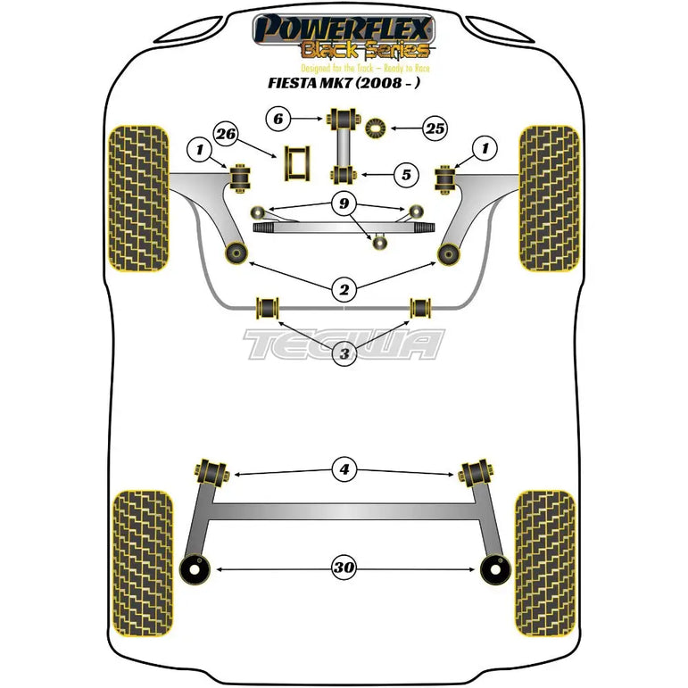 Powerflex Black Series Rear Spring Upper Isolator Pad Ford Fiesta Mk7 Inc ST 08-17