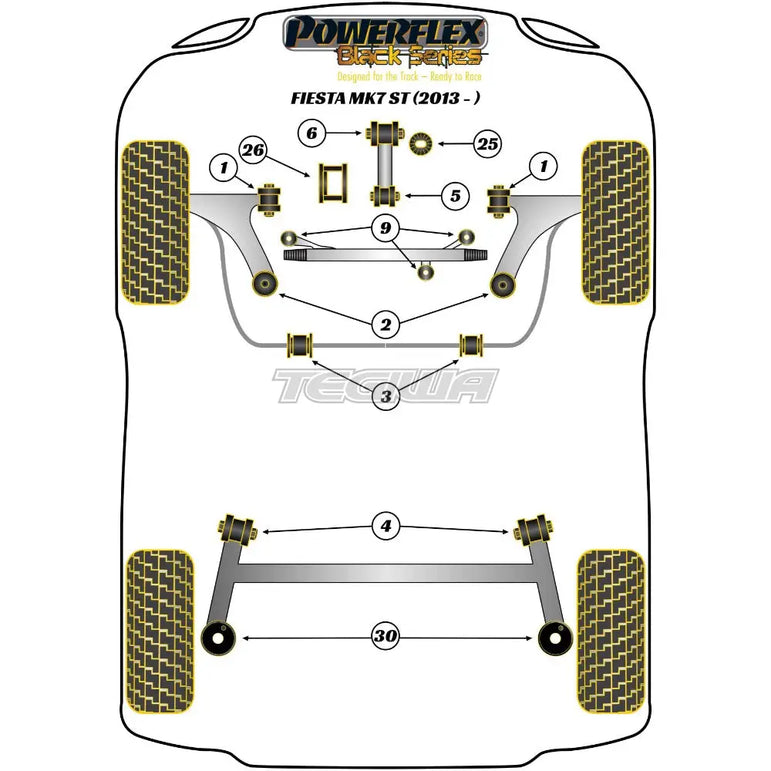 Powerflex Black Series Upper Transmission Mount Insert Ford Fiesta Mk7 Inc ST Mk7.5 Facelift Inc 08-17