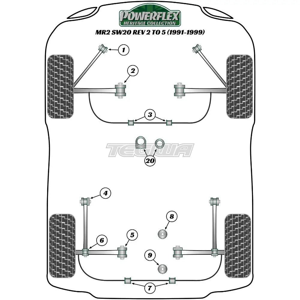 Powerflex Heritage Series Front Inner Track Control Arm Bush Toyota MR2 Gen2 SW20 REV 2 to 5 89-99