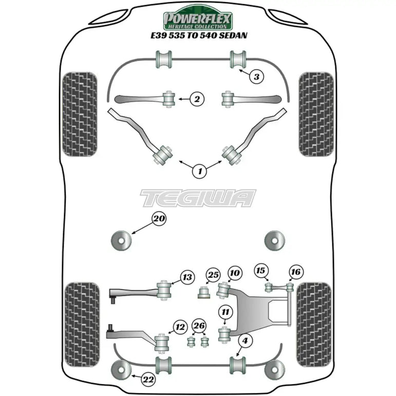 Powerflex Heritage Series Rear Lower Arm Rear Bush BMW 5 Series E39 535 to 540 96-04