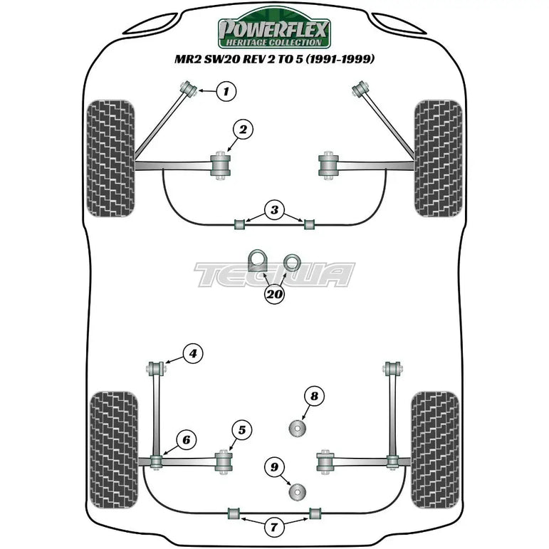 Powerflex Heritage Series Rear Lower Engine Mount Rear 79mm Toyota MR2 Gen2 SW20 REV 2 to 5 89-99