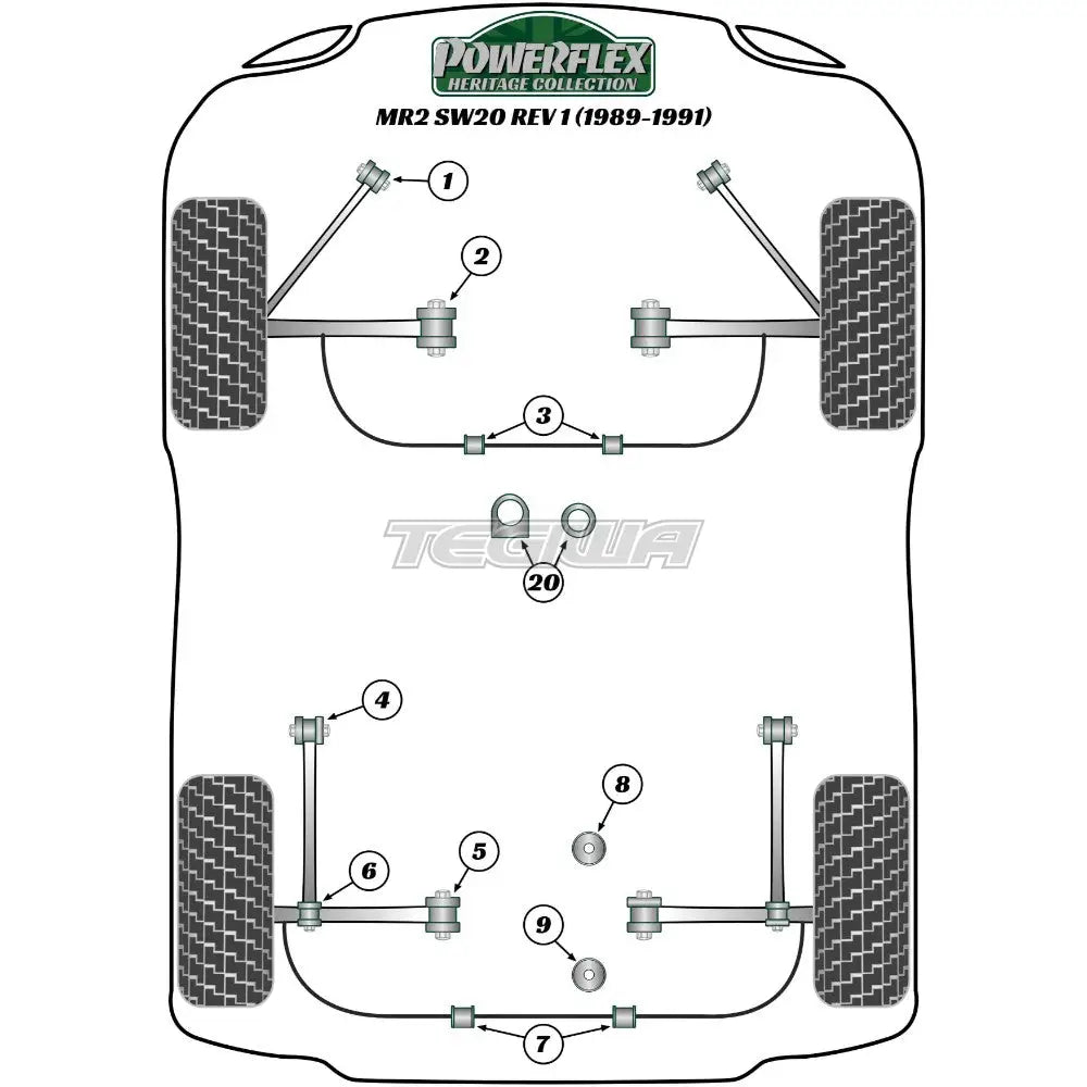 Powerflex Heritage Series Rear Lower Engine Mount Front 83.5mm Toyota MR2 Gen2 SW20 REV 1 89-99