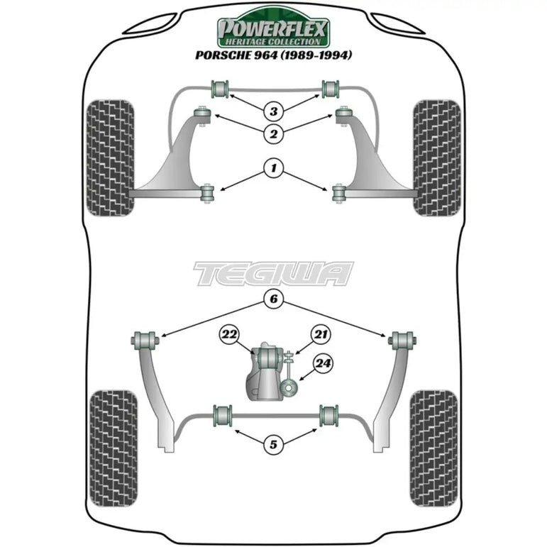 Powerflex Heritage Series Transmission Mount Bracket Small Bush Porsche 911 964 89-94