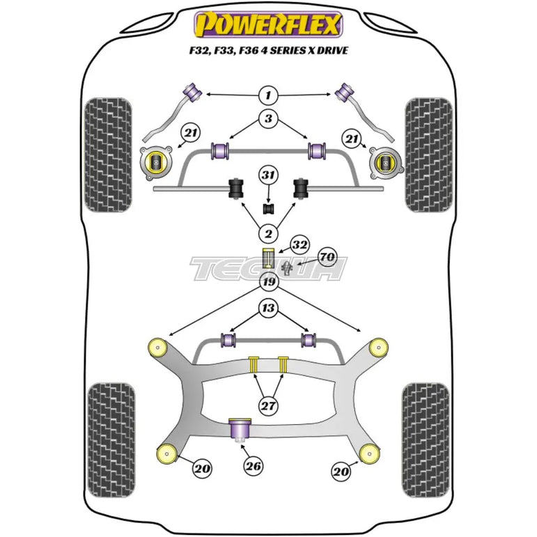 Powerflex Road & Black Series Shifter Arm Rear Bush Inc Bracket Fast Road/Track BMW 4 Series F32 F33 F36 F82 F83 xDrive 13 13+