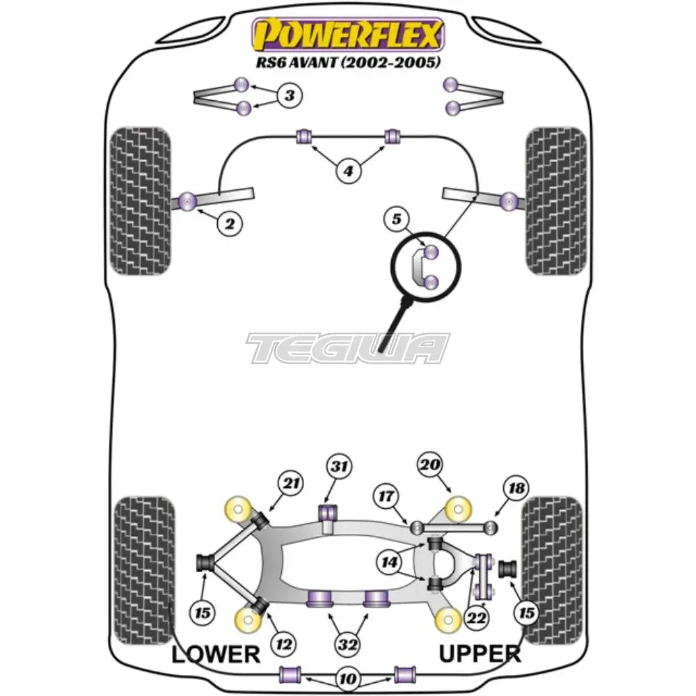 Powerflex Road Series Front Anti Roll Bar Bush 23mm Audi A6 S6 RS6 C5 Avant 97-05