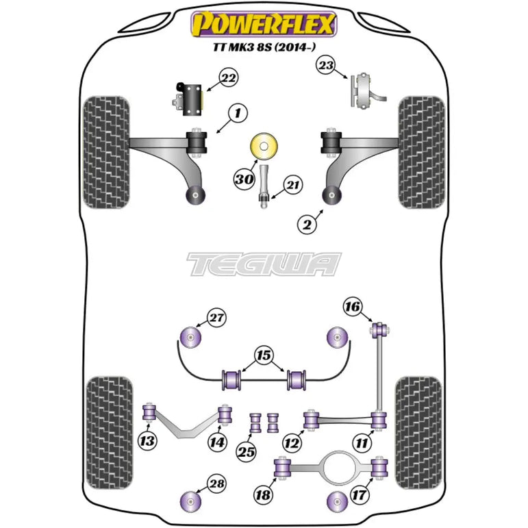 Powerflex Road Series Front Anti Roll Bar Bush 24mm Audi TT TTRS Mk3 FV 8S 14+