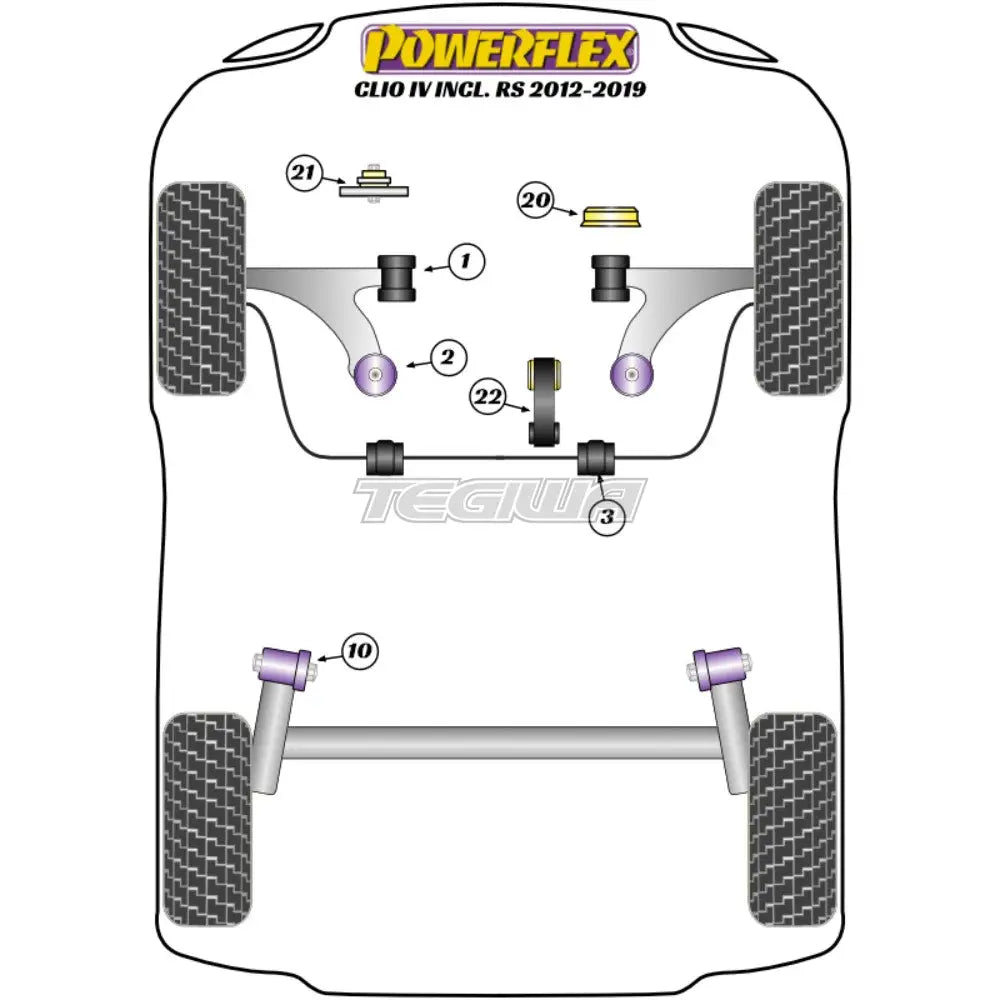 Powerflex Road Series Front Arm Rear Bush Renault Clio IV Inc RS 12-19