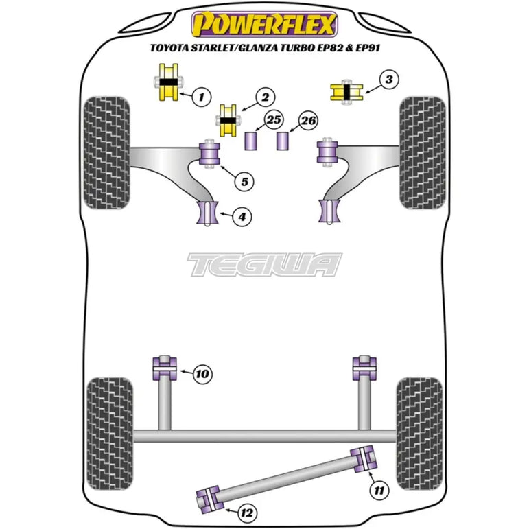 Powerflex Road Series Front Gearbox Mount Bush Standard Toyota Starlet GT Turbo EP82 Glanza V EP91 90-99
