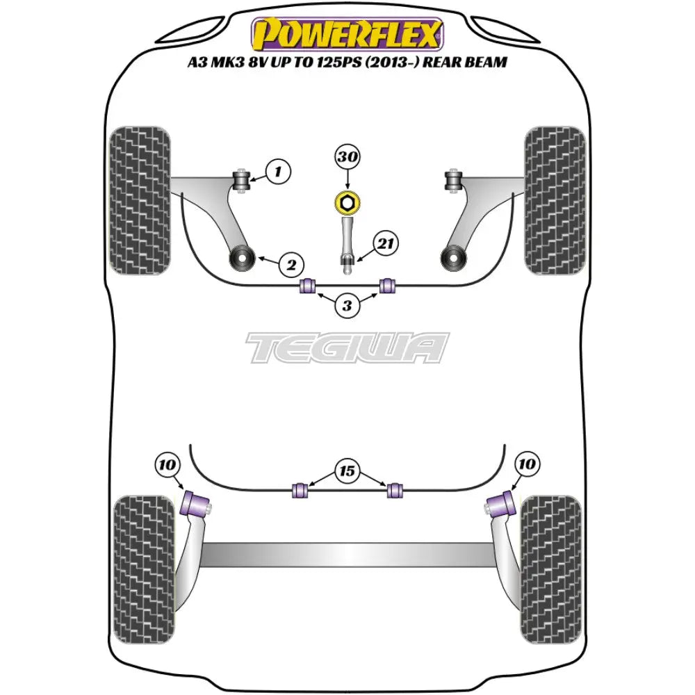 Powerflex Road Series Front Lower Engine Mount Hybrid Bush Large Road Audi A3 S3 RS3 8V MK3 up to 125PS Rear Beam 13-20 - PFF85-833