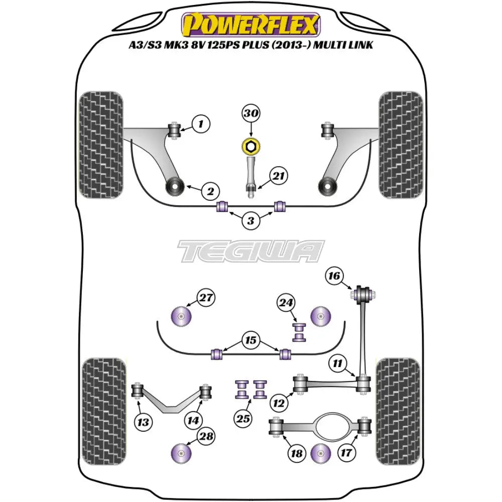 Powerflex Road Series Front Lower Engine Mount Hybrid Bush Large Fast Road/Track Audi A3 S3 RS3 8V MK3 125PS plus Multi Link 13-20 - PFF85-833P