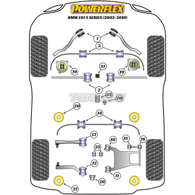 Powerflex Road Series Front Radius Arm To Chassis Bush BMW 5 Series E60 E61 Touring 03-10