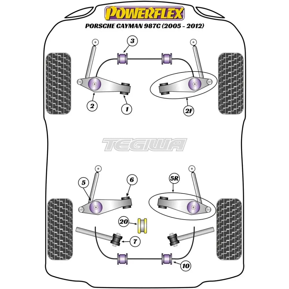 Powerflex Road Series Front Track Control Arm Inner Bush Camber Adjustable Porsche 987C Cayman 05-12