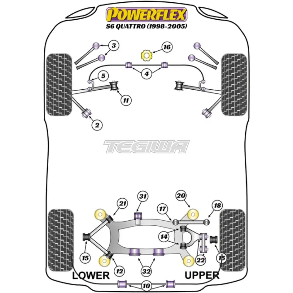 Powerflex Road Series Front Upper Control Arm Bush Audi A6 S6 RS6 C5 Quattro 97-05