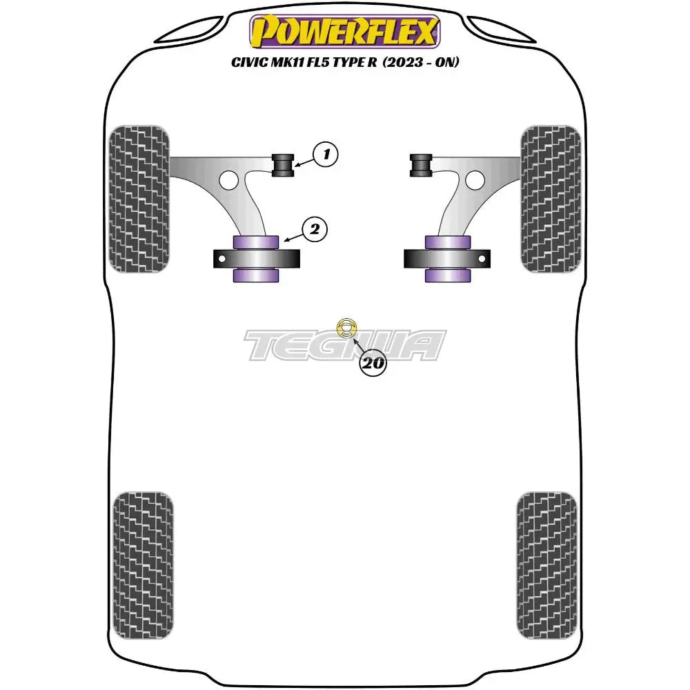 Powerflex Road Series Front Wishbone Front Bush Honda Civic FL5 Type-R 22+