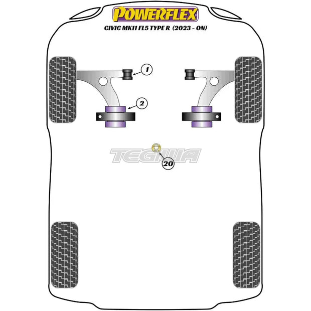 Powerflex Road Series Front Wishbone Rear Bush Anti-Lift Inc Caster Offset Honda Civic FL5 Type-R 22+
