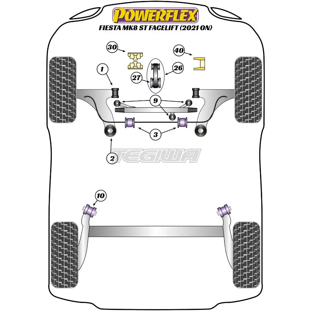 Powerflex Road Series Front Wishbone Rear Bush Ford Fiesta MK8 8.5 Inc ST MK8.5 200 Facelift 21+