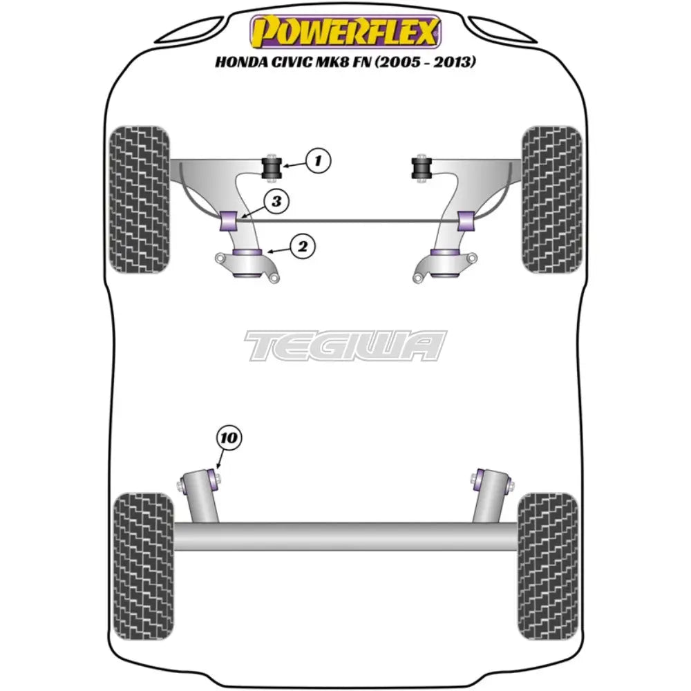 Powerflex Road Series Front Wishbone Rear Bush Honda Civic FK FN Inc Type-R 05-12