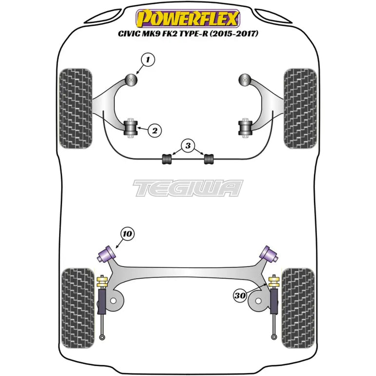 Powerflex Road Series Front Wishbone Rear Bush Honda Civic FK2 Type-R 15-17
