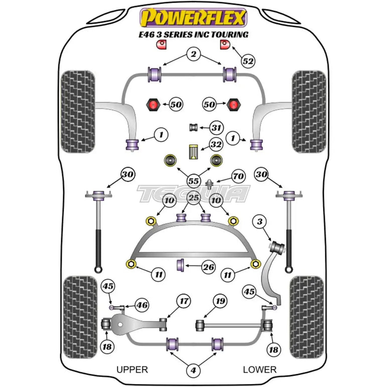 Powerflex Road Series Gear Shift Arm Front Bush Round BMW 3 Series E46 Sedan Touring Coupe Conv 99-06