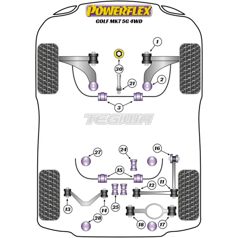 Powerflex Road Series Jack Pad Adaptor Volkswagen Golf MK7 5G 4WD Inc R 12-19