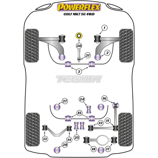 Powerflex Road Series Lower Engine Mount Insert Large Diesel Volkswagen Golf MK7 5G 4WD Inc R 12-19