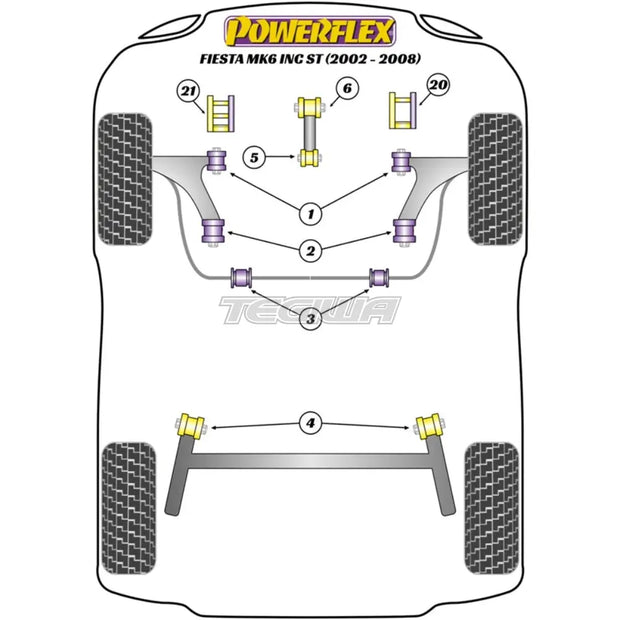 Powerflex Road Series Lower Engine Mount Small Bush 30mm Oval Bracket Ford Fiesta Mk6 Inc ST 02-08 - PFF19-2002P