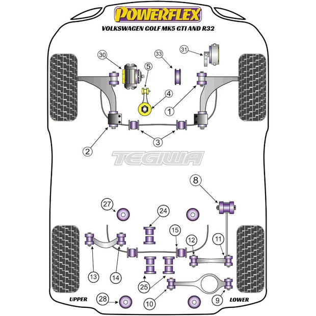 Powerflex Road Series Lower Engine Mount Small Bush Volkswagen Golf MK5 GTI R32 03-09