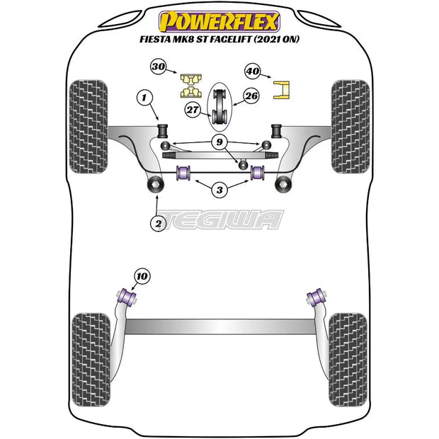 Powerflex Road Series Lower Torque Mount Large Bush Insert Ford Fiesta MK8 8.5 Inc ST MK8.5 200 Facelift 21+