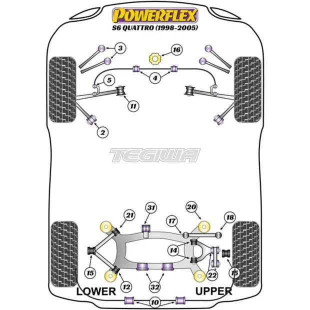 Powerflex Road Series Rear Anti Roll Bar Bush 15mm Audi A6 S6 RS6 C5 Quattro 97-05