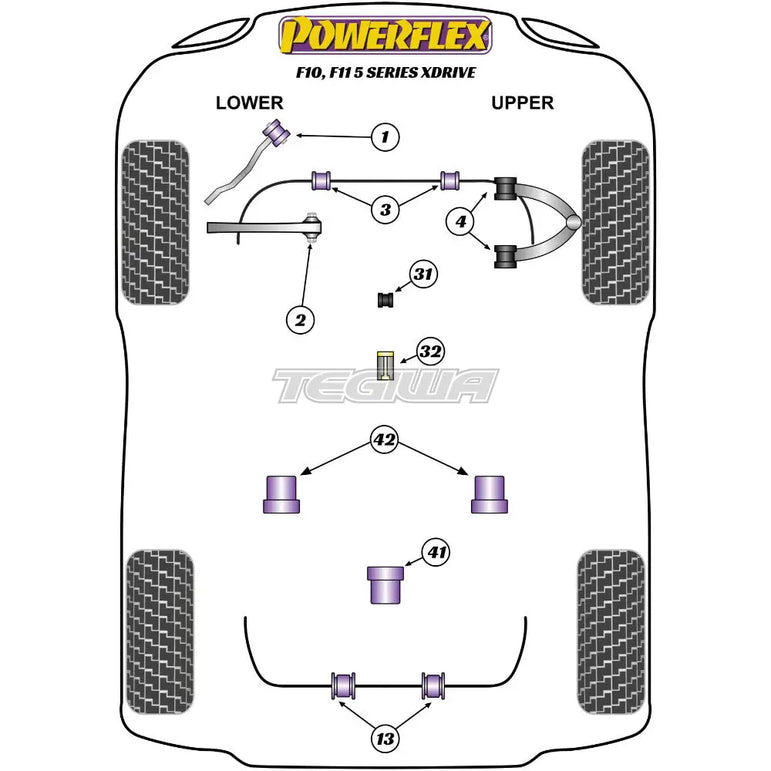 Powerflex Road Series Rear Anti-Roll Bar Bush 15mm BMW 5 Series F10 F11 Saloon Touring xDrive 10-17