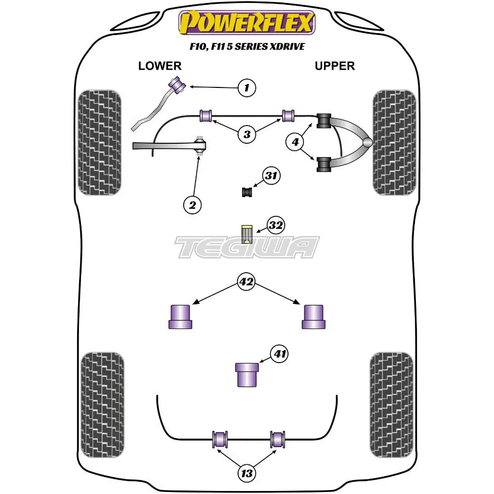 Powerflex Road Series Rear Anti-Roll Bar Bush 15mm BMW 5 Series F10 F11 Saloon Touring xDrive 10-17
