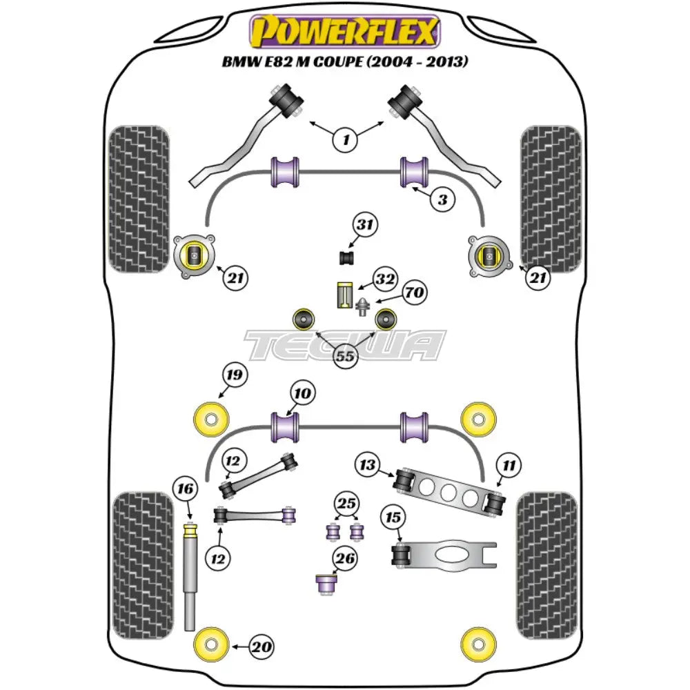 Powerflex Road Series Rear Anti Roll Bar Bush 22.5mm BMW 1 Series E82 1M Coupe 10-12