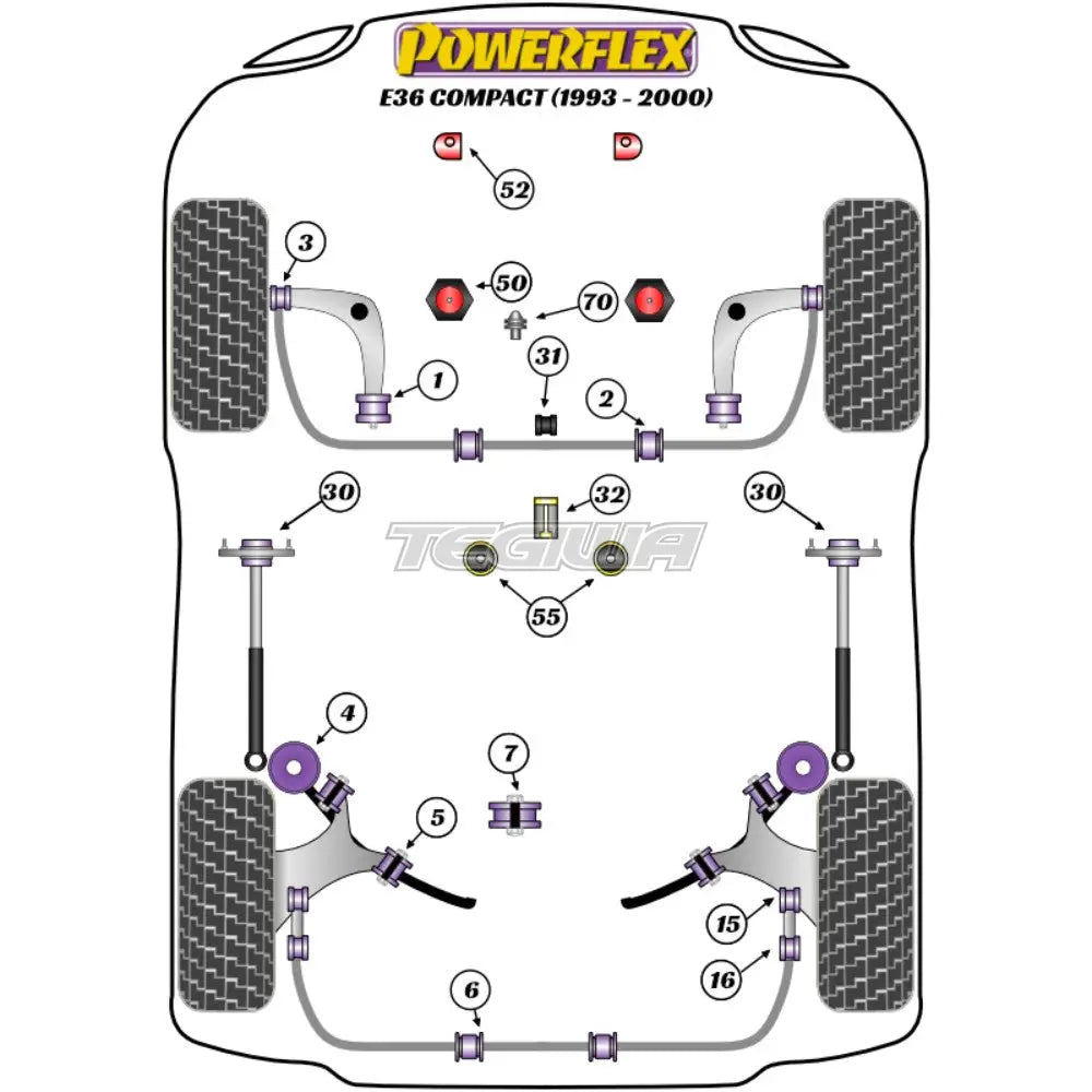 Powerflex Road Series Rear Beam Bush BMW 3 Series E36 Compact 93-00