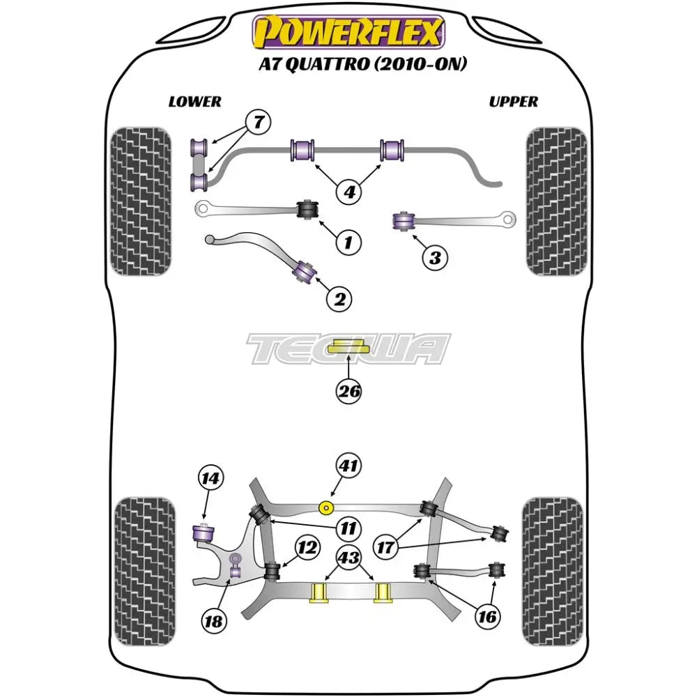 Powerflex Road Series Rear Diff Rear Bush Insert Audi A7 S7 RS7 4G8 Quattro 10-18