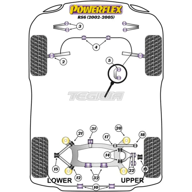 Powerflex Road Series Rear Diff Front Mounting Bush Audi A6 S6 RS6 C5 97-05