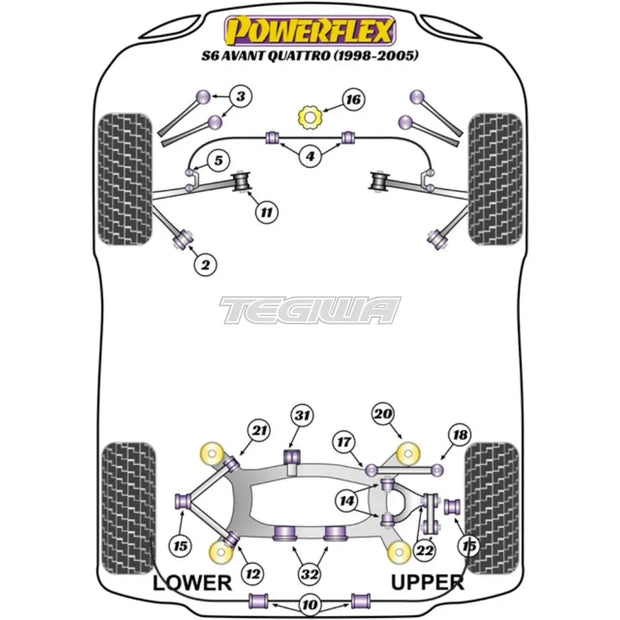 Powerflex Road Series Rear Diff Front Mounting Bush Audi A6 S6 RS6 C5 Avant Quattro 97-05