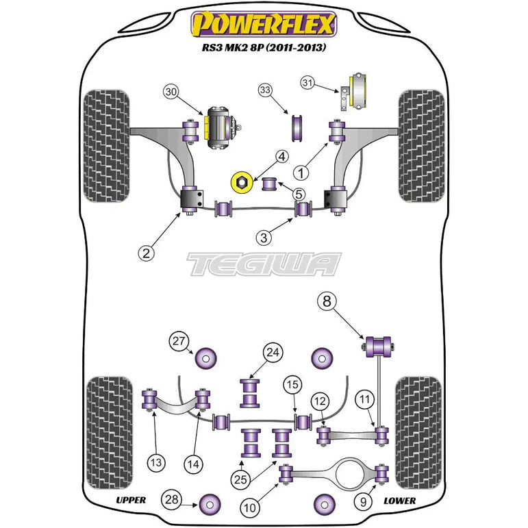 Powerflex Road Series Rear Diff Rear Mounting Bush Audi A3 S3 RS3 8P MK2 03-13