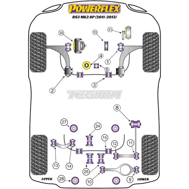 Powerflex Road Series Rear Diff Rear Mounting Bush Audi A3 S3 RS3 8P MK2 03-13