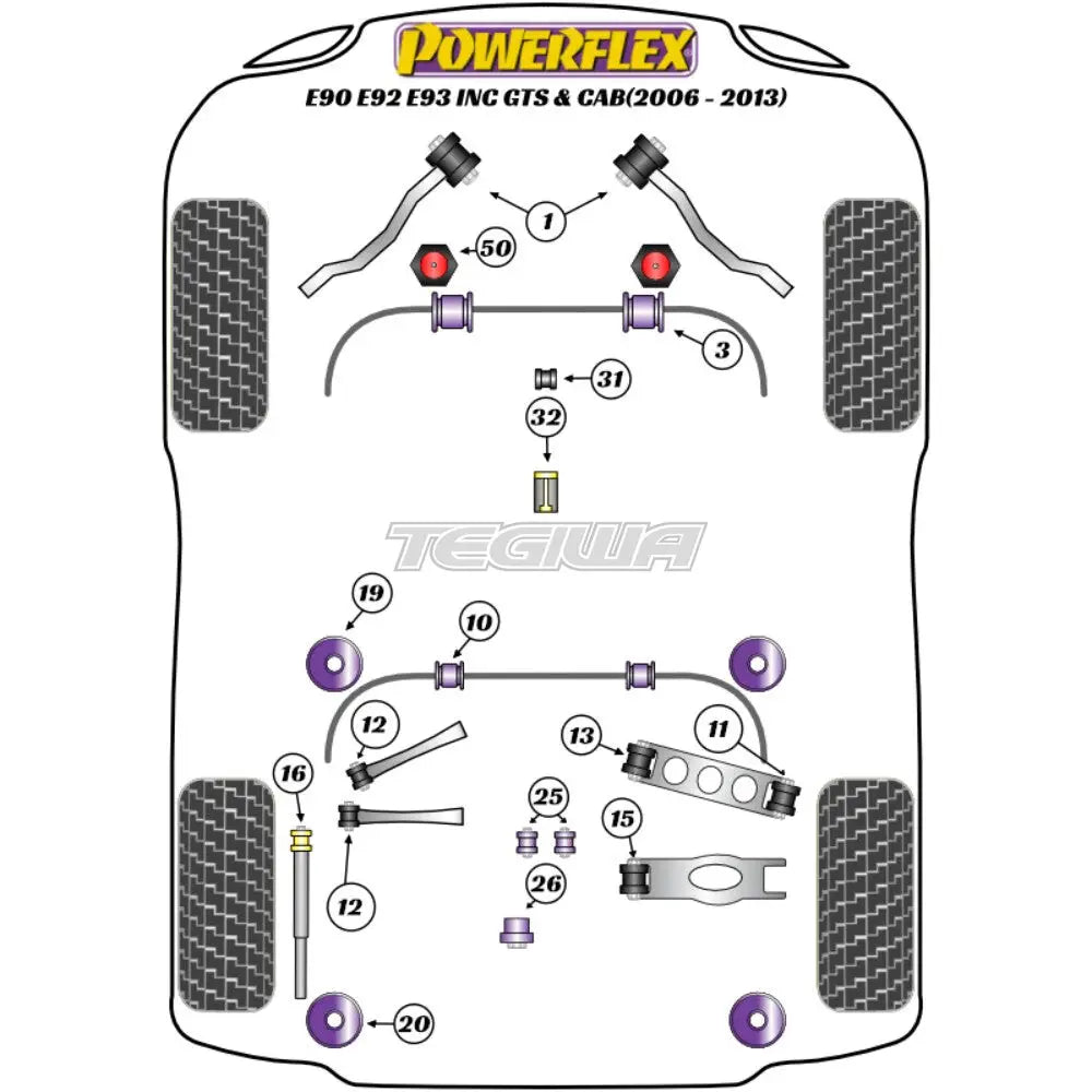 Powerflex Road Series Rear Diff Rear Mounting Bush BMW 3 Series E90 E91 E92 E93 E9X M3 Inc GTS Cab 05-13
