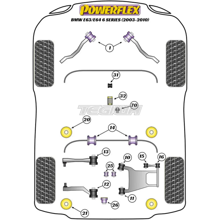 Powerflex Road Series Rear Diff Rear Mounting Bush BMW 6 Series E63 E64 03-10