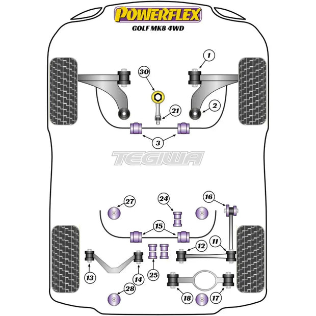 Powerflex Road Series Rear Diff Rear Mounting Bush Volkswagen Golf MK8 R 4WD 20 20+