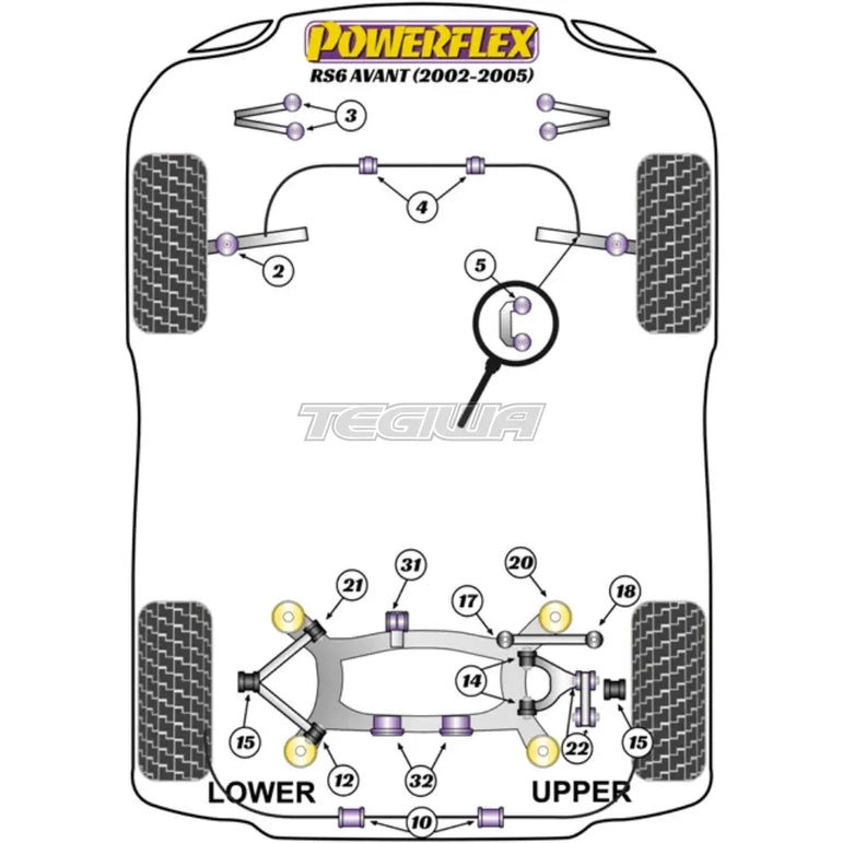 Powerflex Road Series Rear Hub To Arm Bush Audi A6 S6 RS6 C5 Avant 97-05
