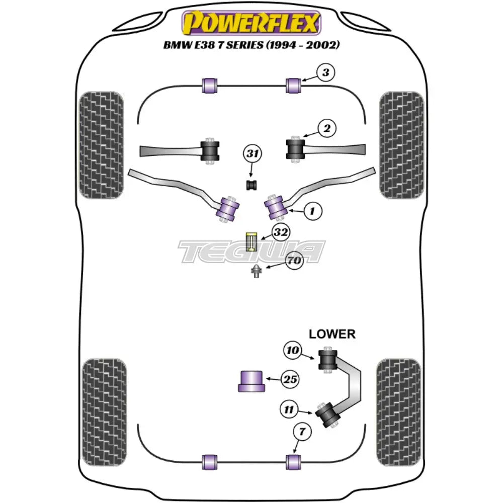 Powerflex Road Series Rear Lower Arm Front Bush BMW 7 Series E38 94-02
