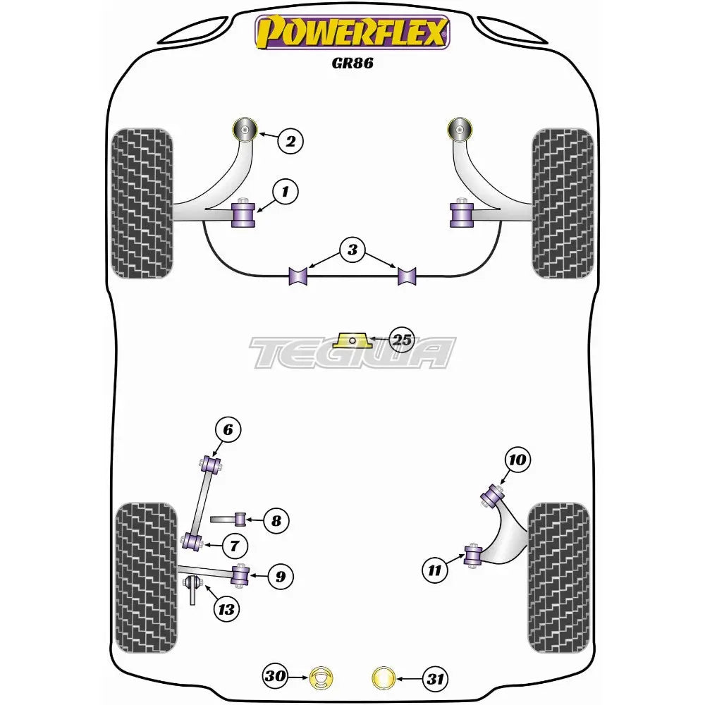 Powerflex Road Series Rear Lower Track Control Inner Bush Toyota GR 86 21+