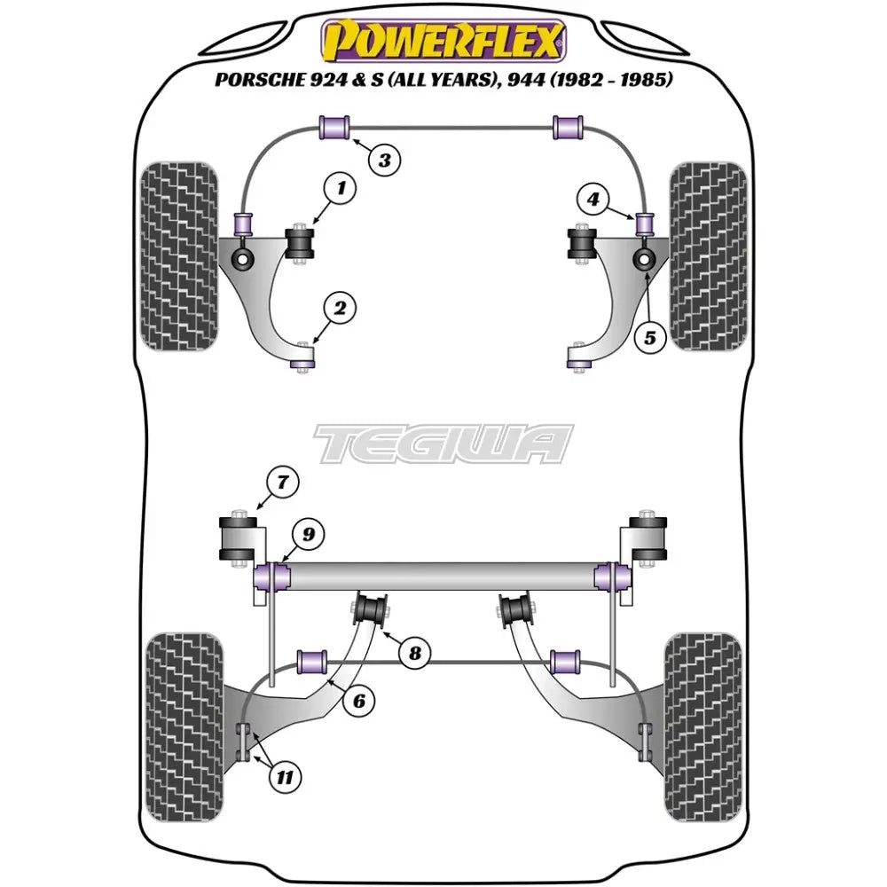 Powerflex Road Series Rear Pivot Strut To Tube Bush Porsche 924 Inc S 944 82-85