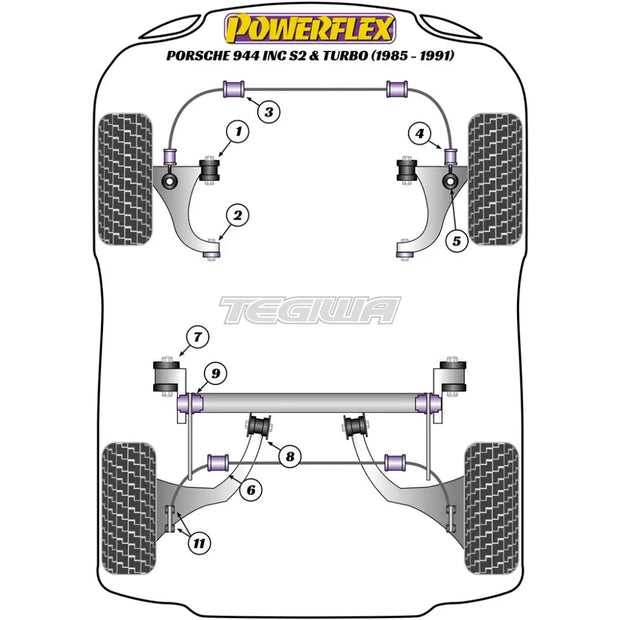 Powerflex Road Series Rear Pivot Strut To Tube Bush Porsche 944 Inc S2 Turbo 85-91
