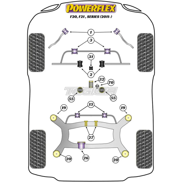 Powerflex Road Series Rear Subframe Front Mounting Bush Anti-Squat Fast Road BMW 1 Series F20 F21 RWD 11-19