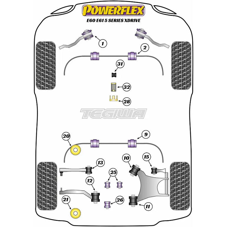 Powerflex Road Series Rear Subframe Front Mounting Insert BMW 5 Series E60 E61 xDrive 03-10