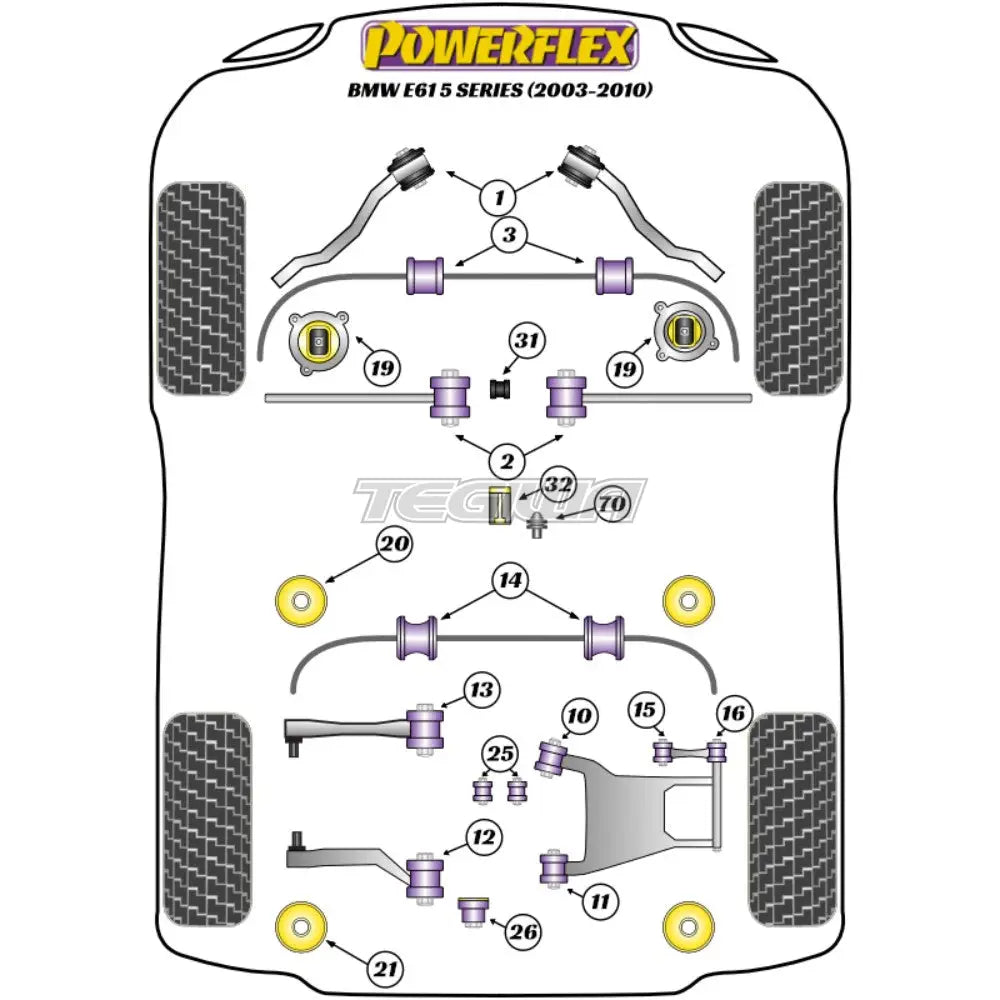 Powerflex Road Series Rear Subframe Rear Mounting Bush BMW 5 Series E60 E61 Touring 03-10