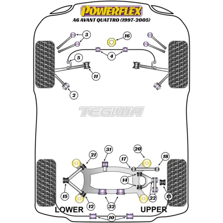 Powerflex Road Series Rear Tie Rod Outer Bush Audi A6 S6 RS6 C5 Avant Quattro 97-05